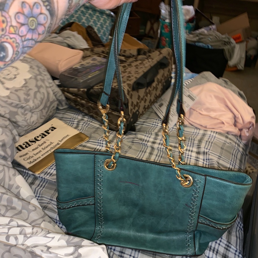Dark teal shoulder bag used